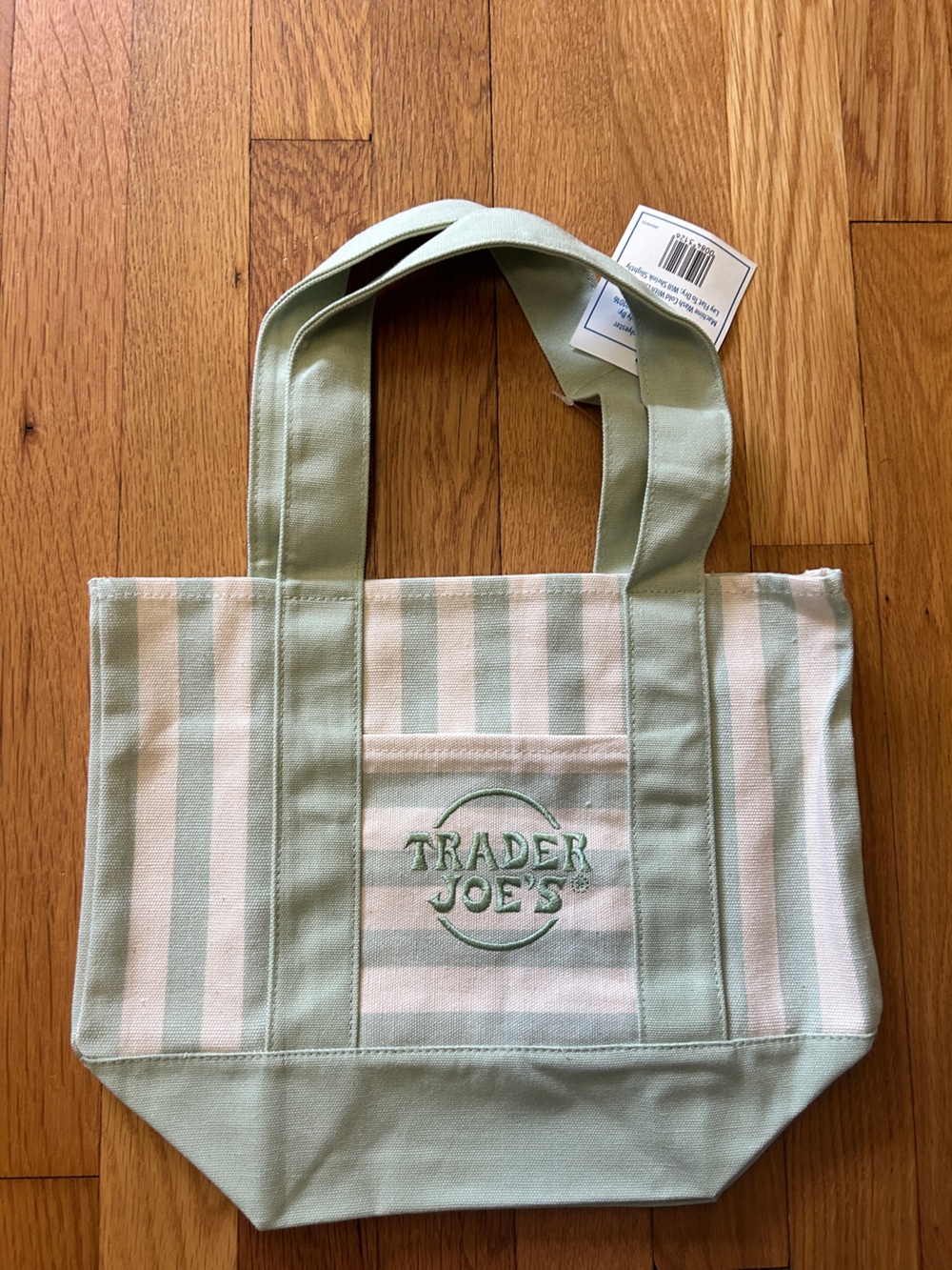 Trader Joe’s Mint Green Stripe Mini Tote Bag
